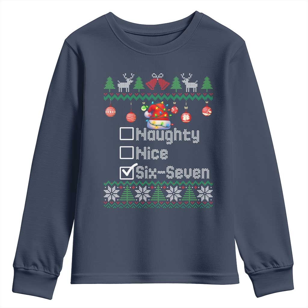Funny 67 Christmas Checklist Youth Sweatshirt Naughty Nice Six Seven Meme Holiday - Wonder Print Shop
