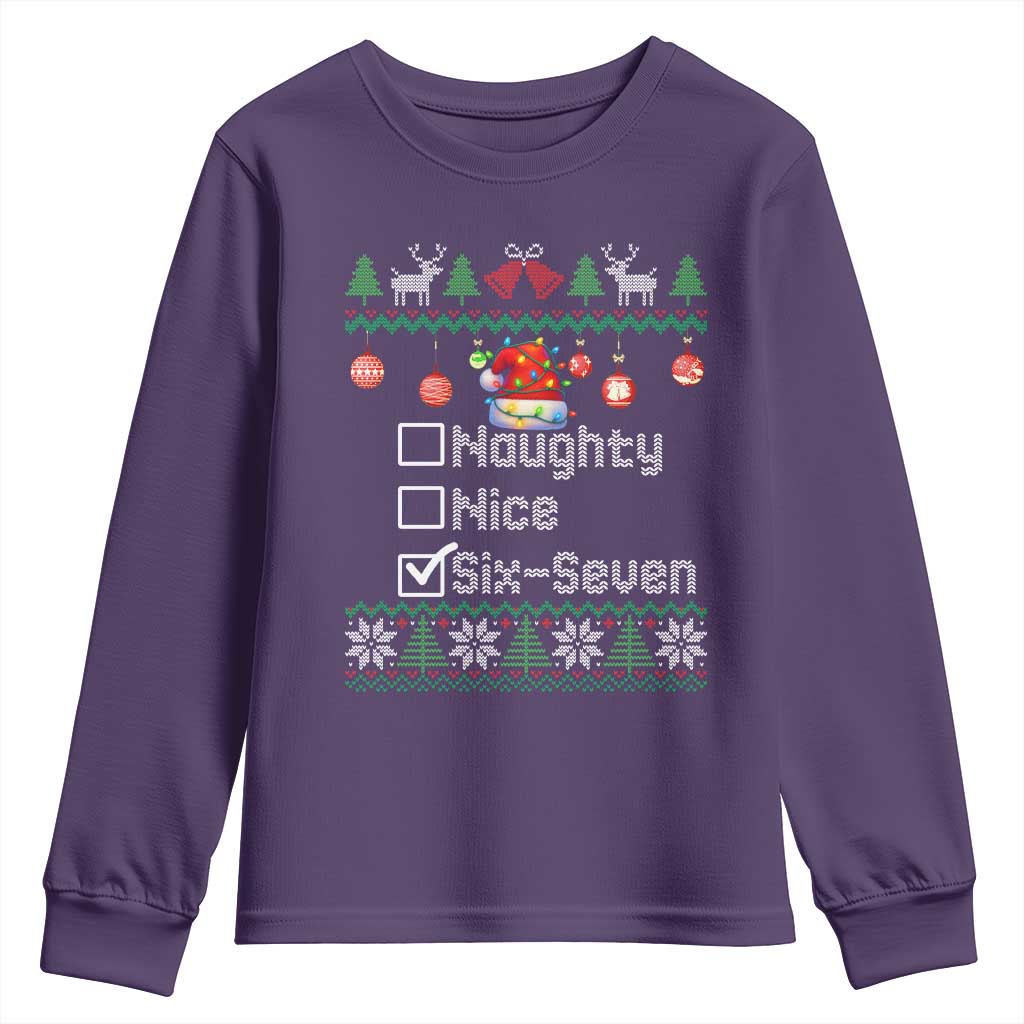 Funny 67 Christmas Checklist Youth Sweatshirt Naughty Nice Six Seven Meme Holiday - Wonder Print Shop