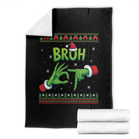Christmas Bruh 67 Green Hands Meme Throw Blanket Funny Six Seven Meme Holiday Ugly Sweater - Wonder Print Shop