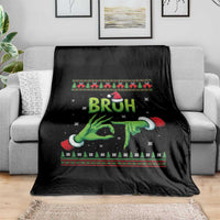 Christmas Bruh 67 Green Hands Meme Throw Blanket Funny Six Seven Meme Holiday Ugly Sweater - Wonder Print Shop