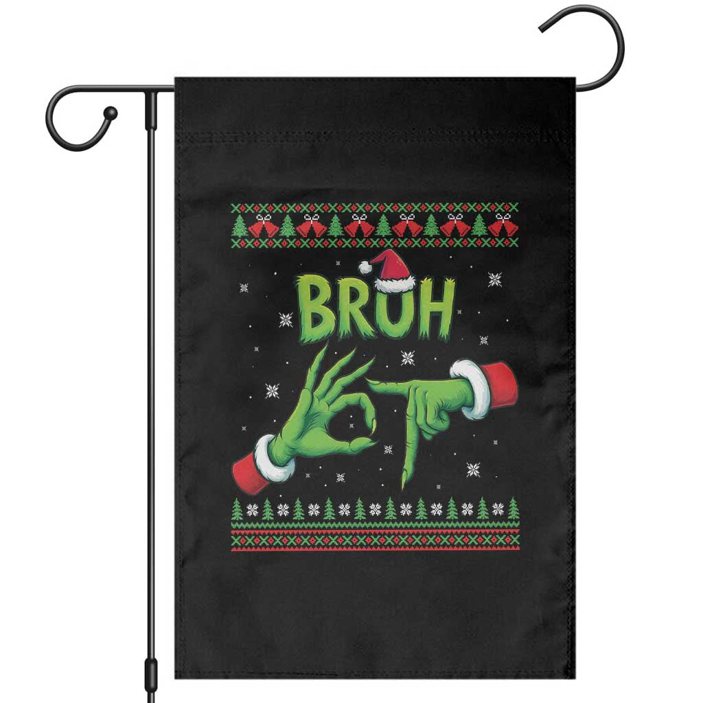 Christmas Bruh 67 Green Hands Meme Garden Flag Funny Six Seven Meme Holiday Ugly Sweater - Wonder Print Shop