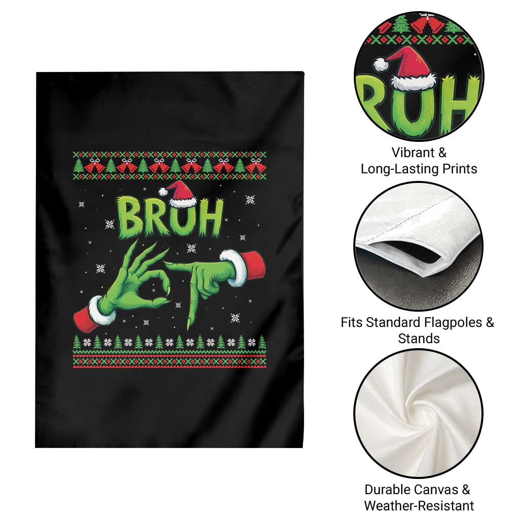 Christmas Bruh 67 Green Hands Meme Garden Flag Funny Six Seven Meme Holiday Ugly Sweater - Wonder Print Shop