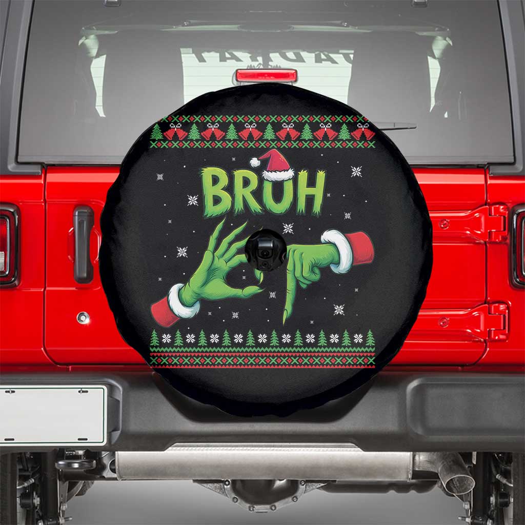 Christmas Bruh 67 Green Hands Meme Spare Tire Cover Funny Six Seven Meme Holiday Ugly Sweater - Wonder Print Shop