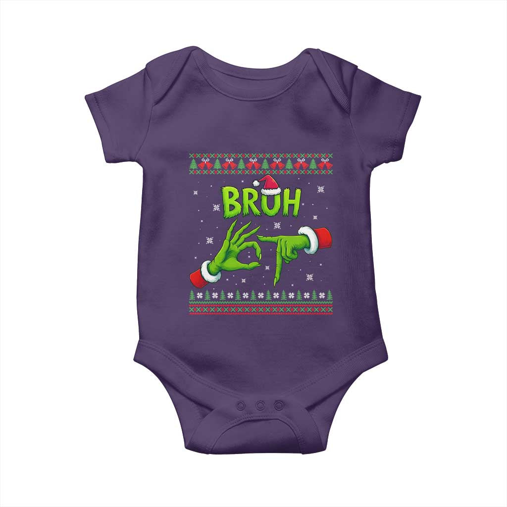 Christmas Bruh 67 Green Hands Meme Baby Onesie Funny Six Seven Meme Holiday Ugly Sweater - Wonder Print Shop