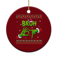 Christmas Bruh 67 Green Hands Meme Ceramic Ornament Funny Six Seven Meme Holiday Ugly Sweater - Wonder Print Shop