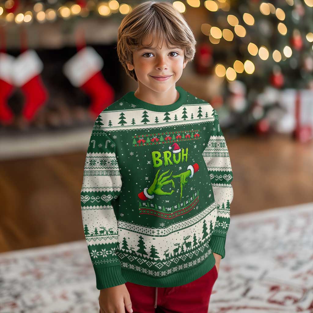 Xmas Bruh 67 Green Hands Meme Ugly Christmas Sweater Funny Six Seven Meme Holiday Ugly Sweater - Wonder Print Shop