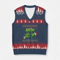 Xmas Bruh 67 Green Hands Meme V-Neck Knit Sweater Vest Funny Six Seven Meme Holiday Ugly Sweater - Wonder Print Shop