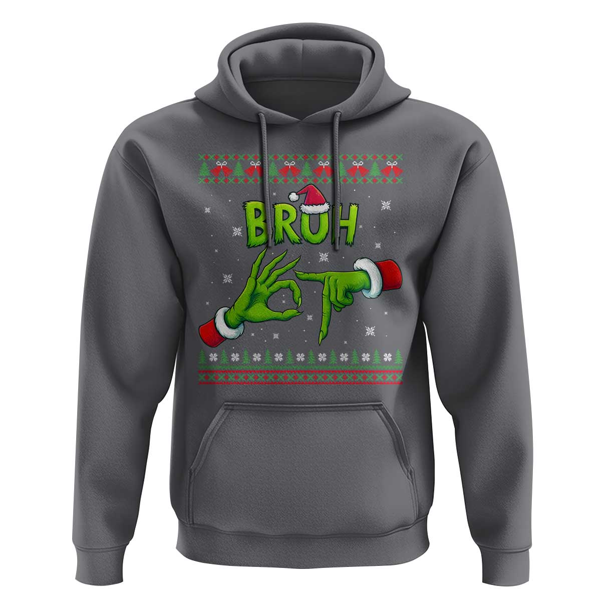 Christmas Bruh 67 Green Hands Meme Hoodie Funny Six Seven Meme Holiday Ugly Sweater - Wonder Print Shop