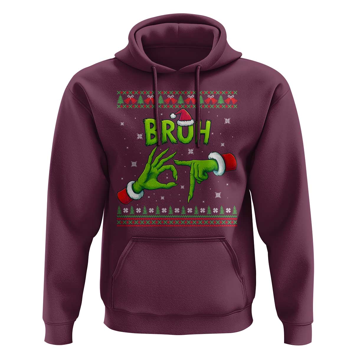 Christmas Bruh 67 Green Hands Meme Hoodie Funny Six Seven Meme Holiday Ugly Sweater - Wonder Print Shop