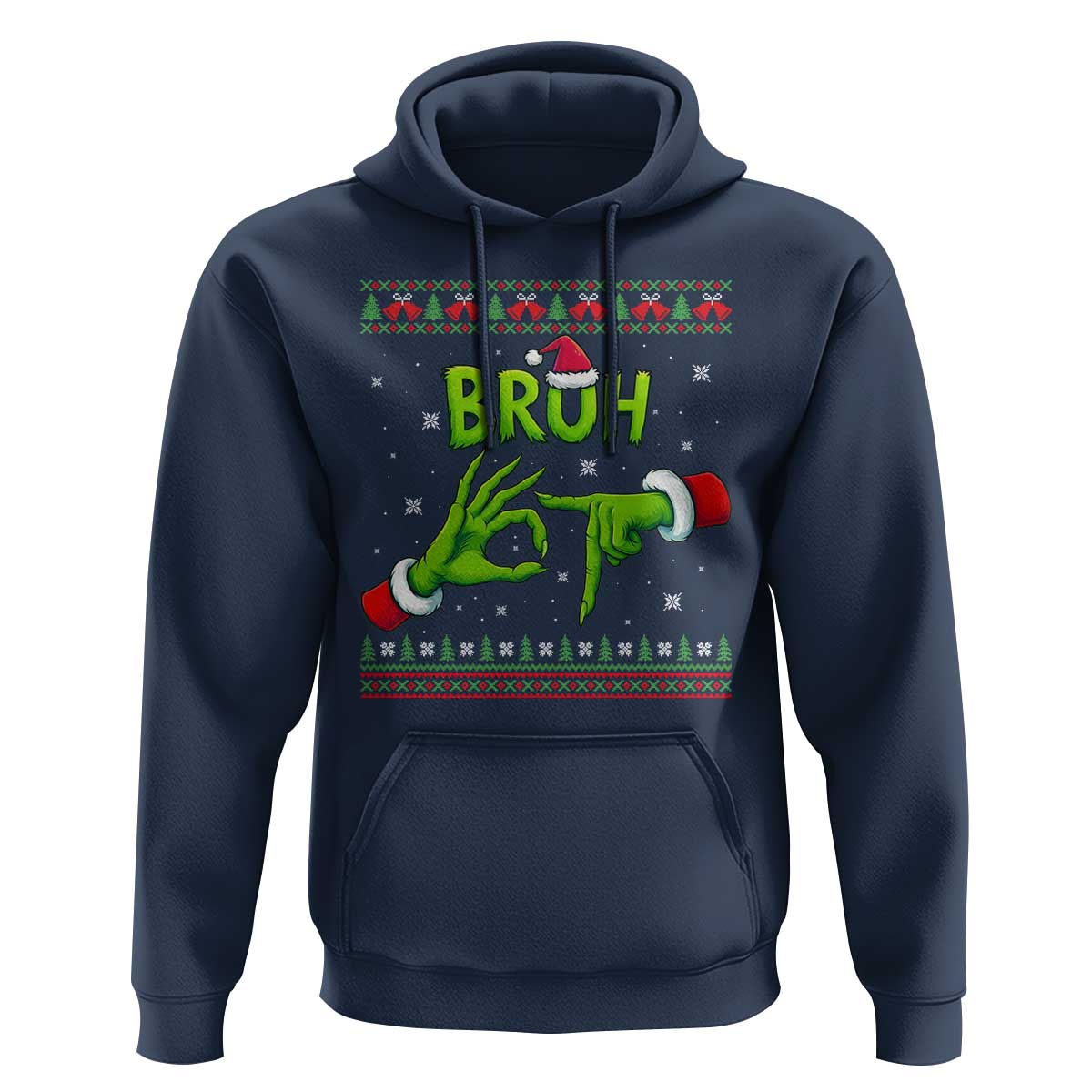 Christmas Bruh 67 Green Hands Meme Hoodie Funny Six Seven Meme Holiday Ugly Sweater - Wonder Print Shop