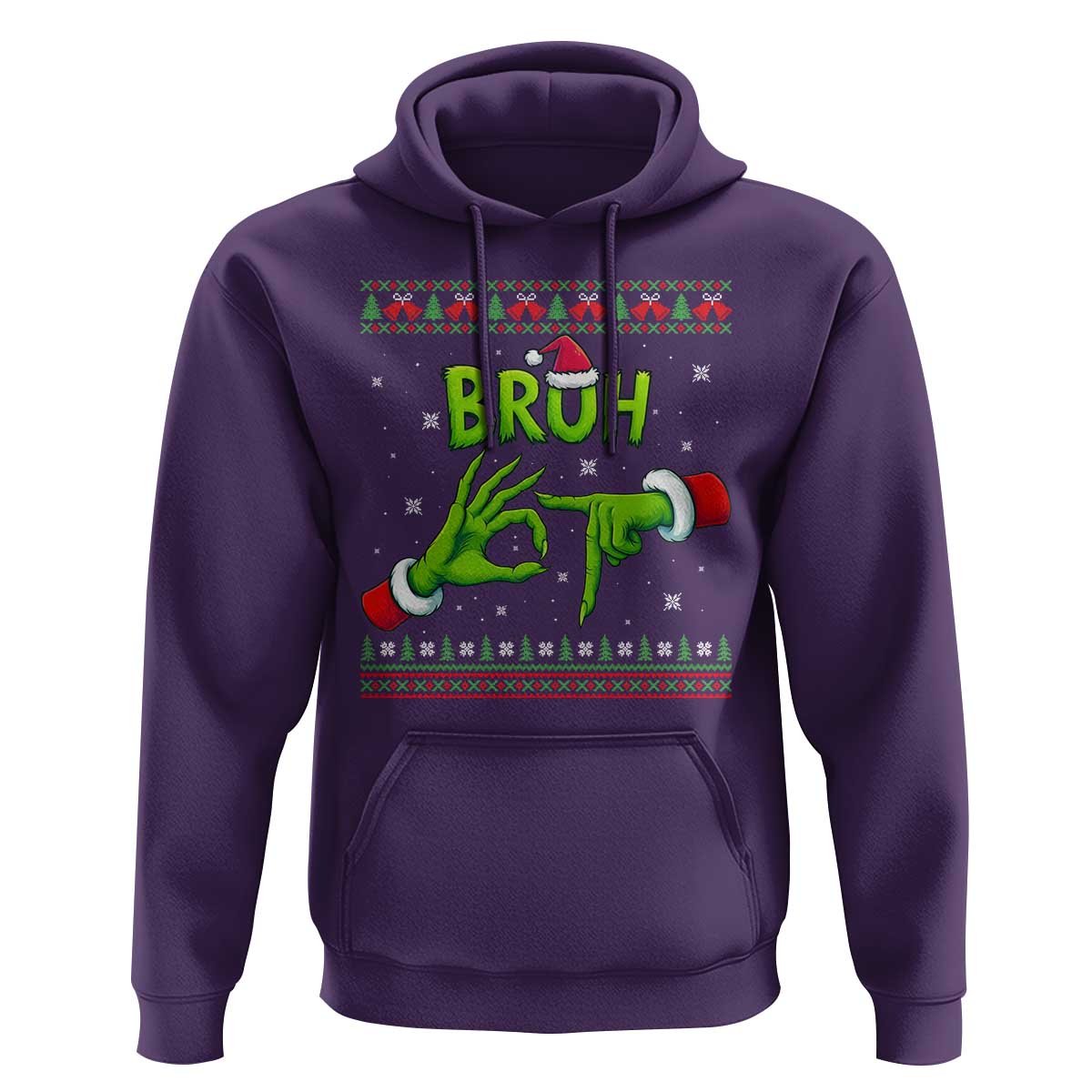 Christmas Bruh 67 Green Hands Meme Hoodie Funny Six Seven Meme Holiday Ugly Sweater - Wonder Print Shop