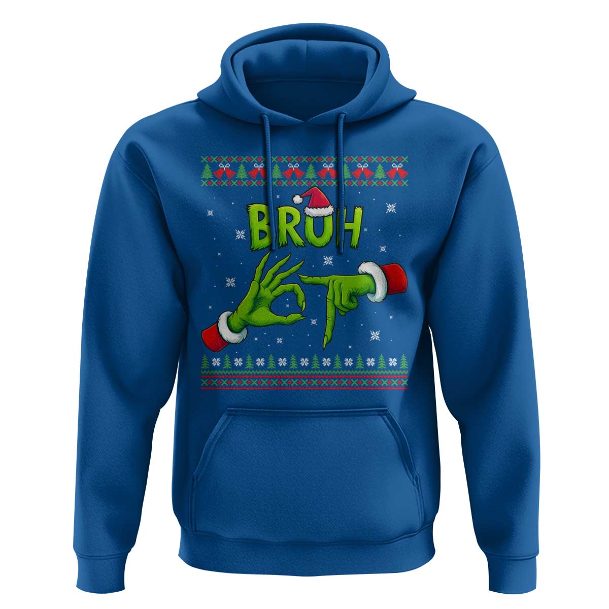 Christmas Bruh 67 Green Hands Meme Hoodie Funny Six Seven Meme Holiday Ugly Sweater - Wonder Print Shop