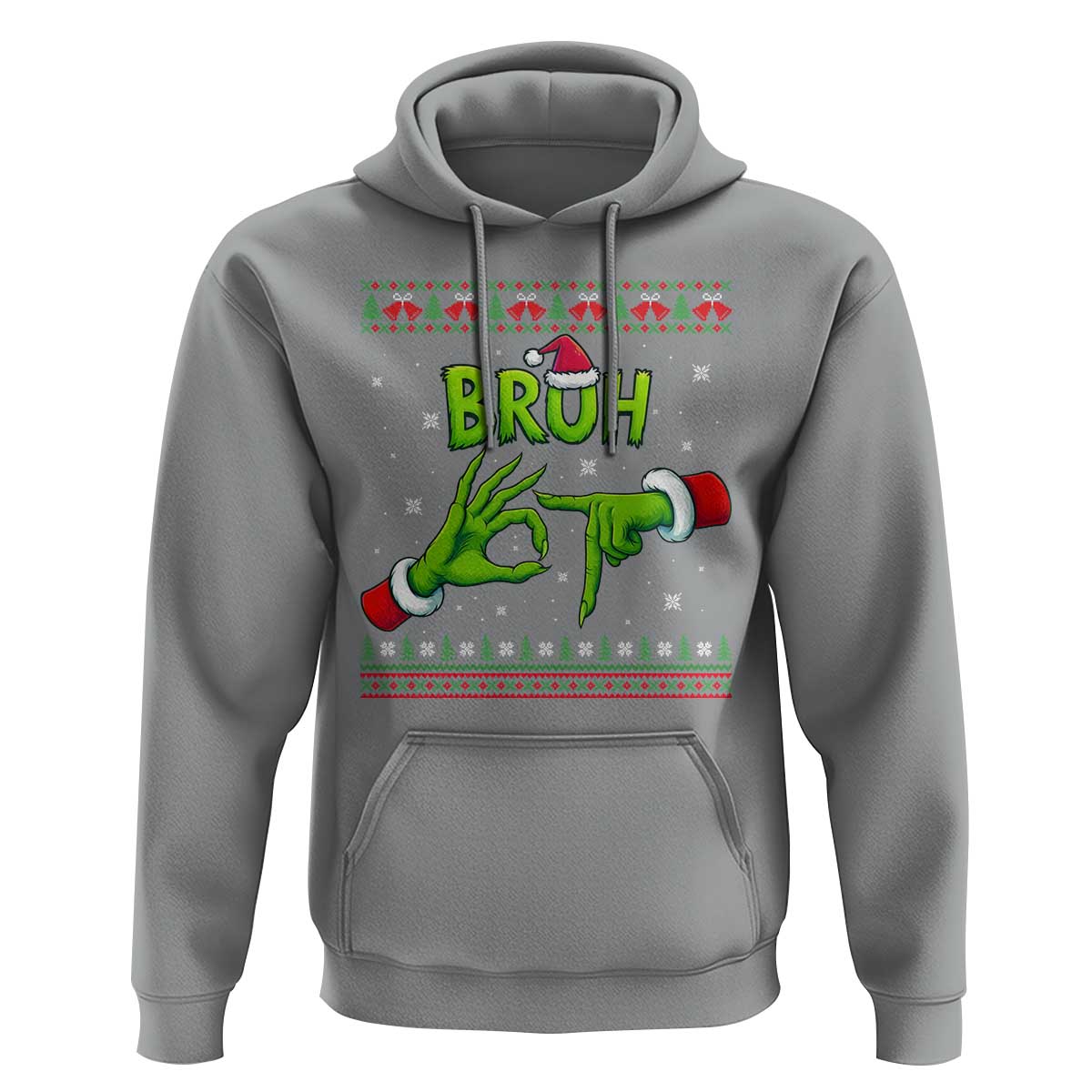 Christmas Bruh 67 Green Hands Meme Hoodie Funny Six Seven Meme Holiday Ugly Sweater - Wonder Print Shop