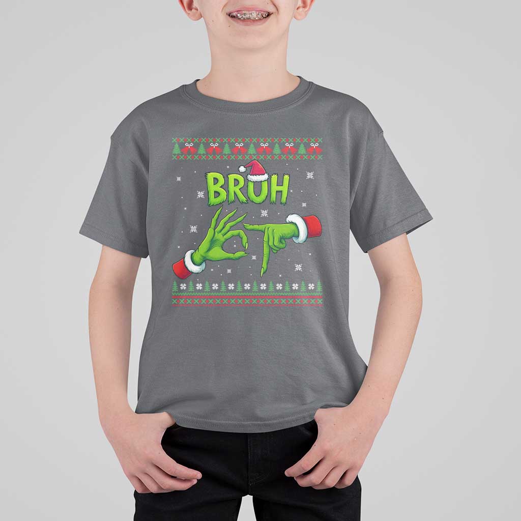 Christmas Bruh 67 Green Hands Meme T Shirt For Kid Funny Six Seven Meme Holiday Ugly Sweater - Wonder Print Shop