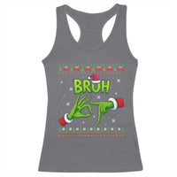 Christmas Bruh 67 Green Hands Meme Racerback Tank Top Funny Six Seven Meme Holiday Ugly Sweater - Wonder Print Shop