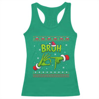 Christmas Bruh 67 Green Hands Meme Racerback Tank Top Funny Six Seven Meme Holiday Ugly Sweater - Wonder Print Shop