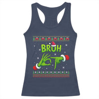 Christmas Bruh 67 Green Hands Meme Racerback Tank Top Funny Six Seven Meme Holiday Ugly Sweater - Wonder Print Shop