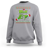Christmas Bruh 67 Green Hands Meme Sweatshirt Funny Six Seven Meme Holiday Ugly Sweater - Wonder Print Shop