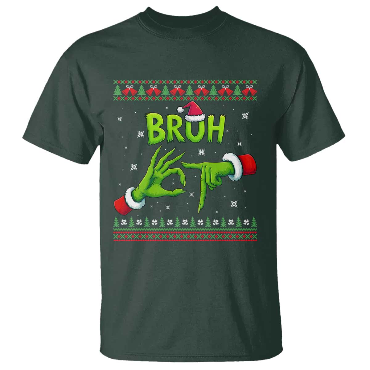 Christmas Bruh 67 Green Hands Meme T Shirt Funny Six Seven Meme Holiday Ugly Sweater - Wonder Print Shop