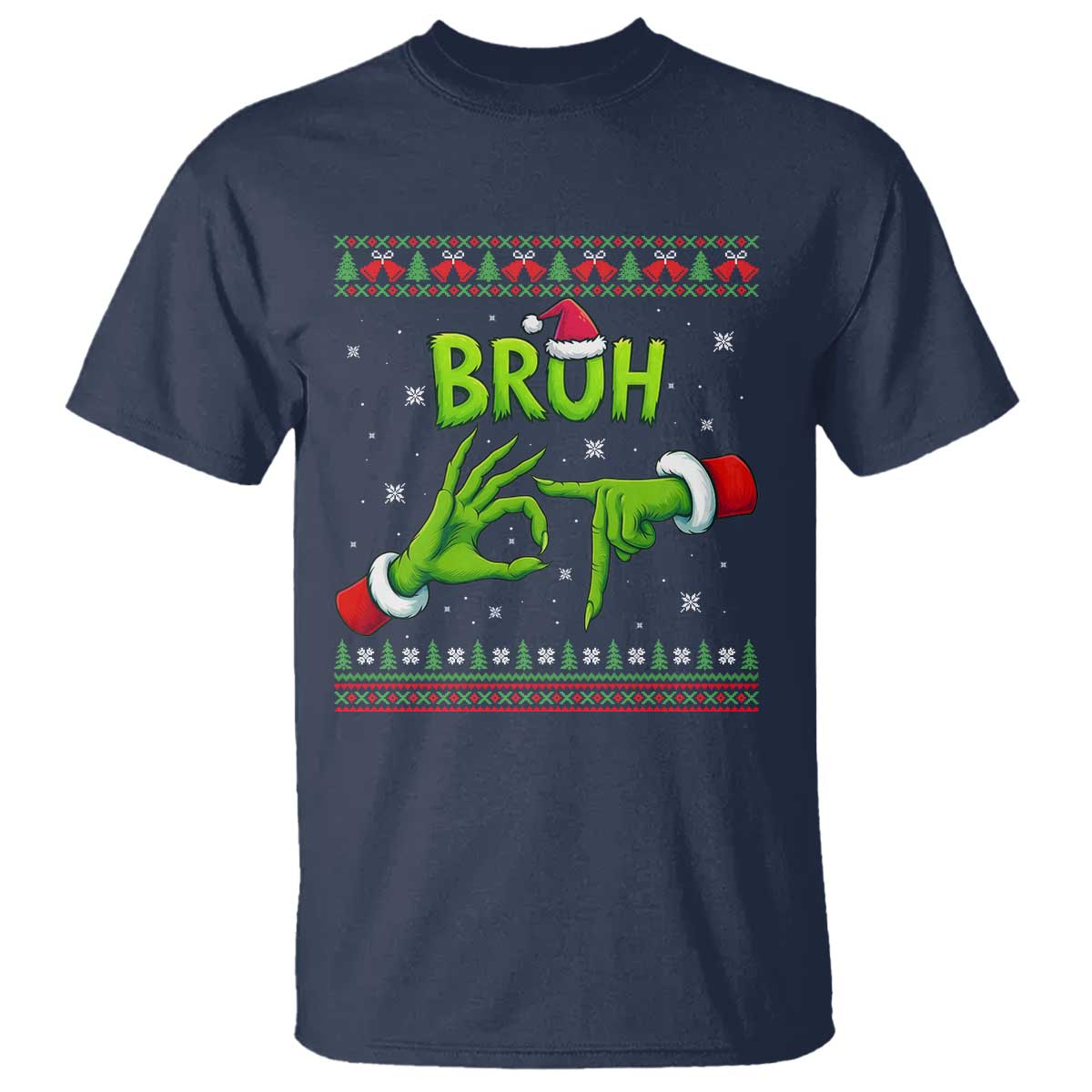Christmas Bruh 67 Green Hands Meme T Shirt Funny Six Seven Meme Holiday Ugly Sweater - Wonder Print Shop