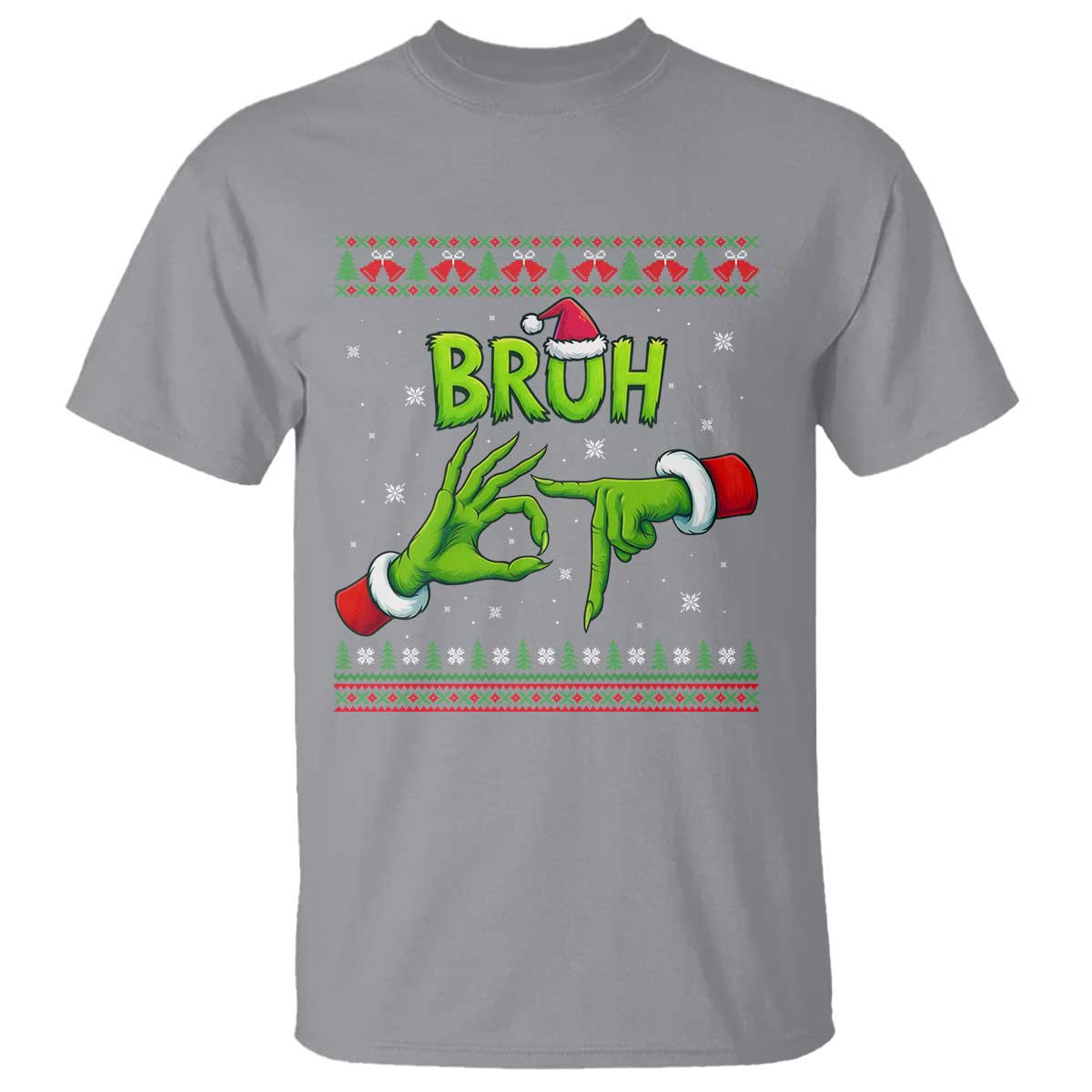 Christmas Bruh 67 Green Hands Meme T Shirt Funny Six Seven Meme Holiday Ugly Sweater - Wonder Print Shop