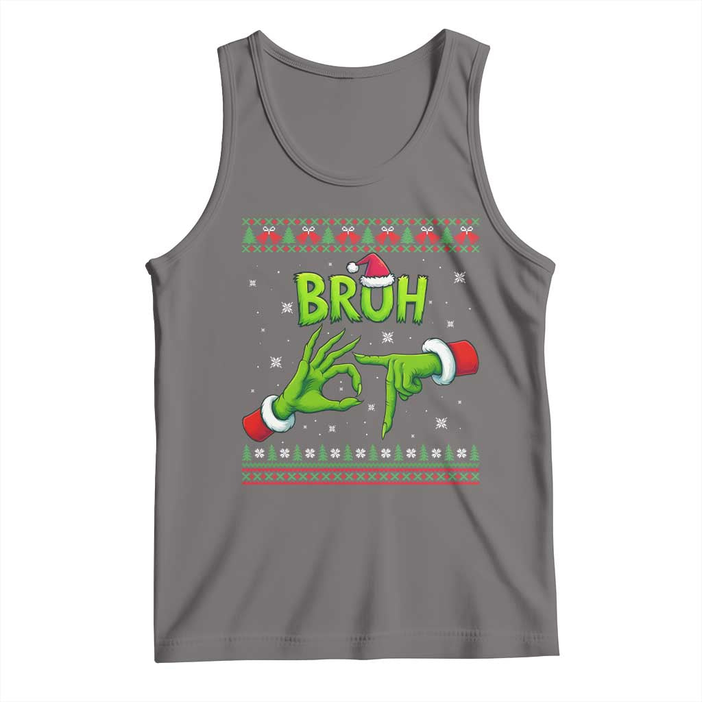 Christmas Bruh 67 Green Hands Meme Tank Top Funny Six Seven Meme Holiday Ugly Sweater - Wonder Print Shop