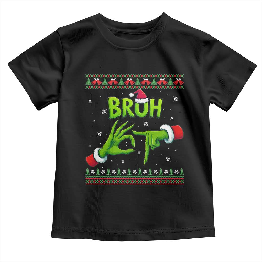 Christmas Bruh 67 Green Hands Meme Toddler T Shirt Funny Six Seven Meme Holiday Ugly Sweater - Wonder Print Shop