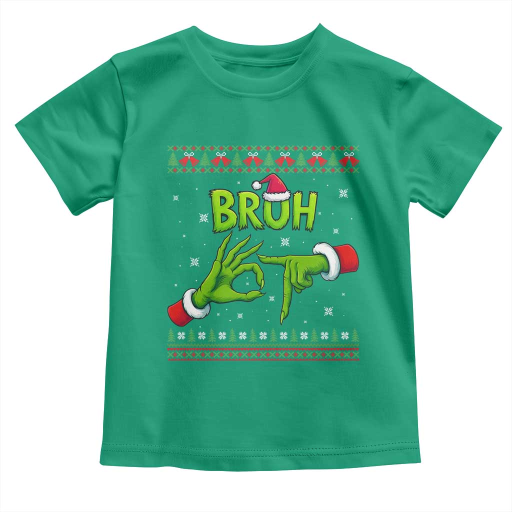 Christmas Bruh 67 Green Hands Meme Toddler T Shirt Funny Six Seven Meme Holiday Ugly Sweater - Wonder Print Shop