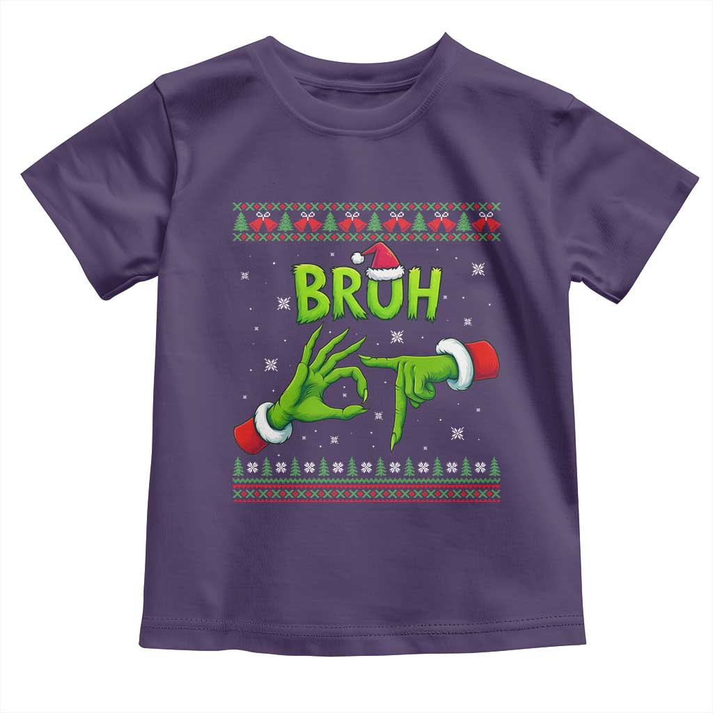 Christmas Bruh 67 Green Hands Meme Toddler T Shirt Funny Six Seven Meme Holiday Ugly Sweater - Wonder Print Shop