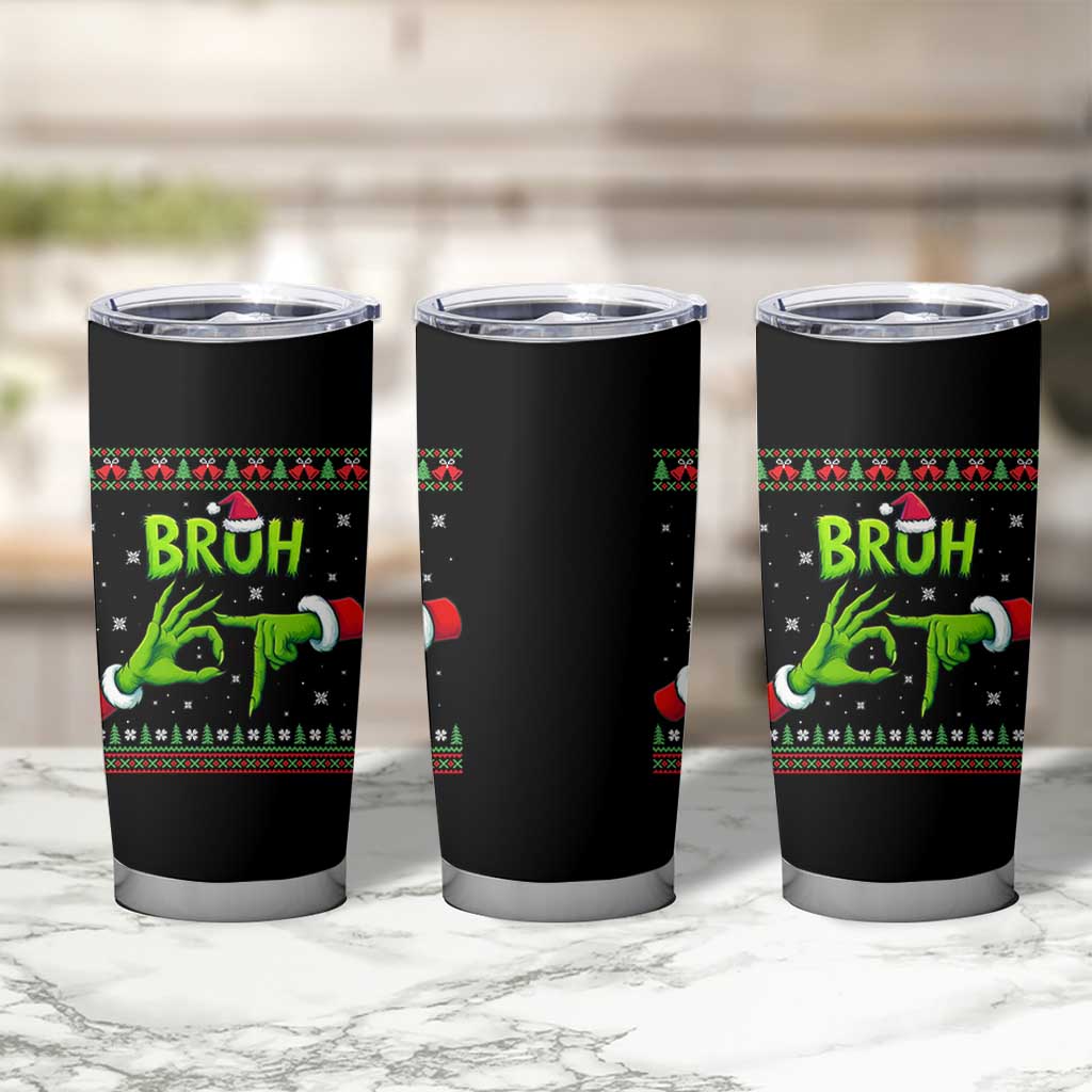 Christmas Bruh 67 Green Hands Meme Tumbler Cup Funny Six Seven Meme Holiday Ugly Sweater - Wonder Print Shop