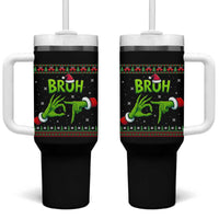 Christmas Bruh 67 Green Hands Meme Tumbler With Handle Funny Six Seven Meme Holiday Ugly Sweater - Wonder Print Shop