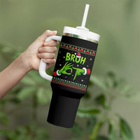 Christmas Bruh 67 Green Hands Meme Tumbler With Handle Funny Six Seven Meme Holiday Ugly Sweater - Wonder Print Shop