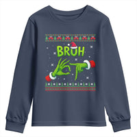 Christmas Bruh 67 Green Hands Meme Youth Sweatshirt Funny Six Seven Meme Holiday Ugly Sweater - Wonder Print Shop