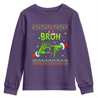 Christmas Bruh 67 Green Hands Meme Youth Sweatshirt Funny Six Seven Meme Holiday Ugly Sweater - Wonder Print Shop