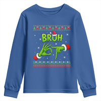 Christmas Bruh 67 Green Hands Meme Youth Sweatshirt Funny Six Seven Meme Holiday Ugly Sweater - Wonder Print Shop