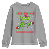 Christmas Bruh 67 Green Hands Meme Youth Sweatshirt Funny Six Seven Meme Holiday Ugly Sweater - Wonder Print Shop