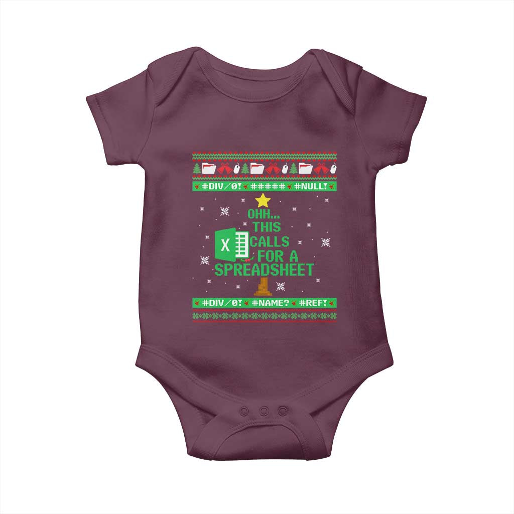 Funny Excel Christmas Tree Baby Onesie This Calls for a Spreadsheet Xmas DIV0 Errors - Wonder Print Shop