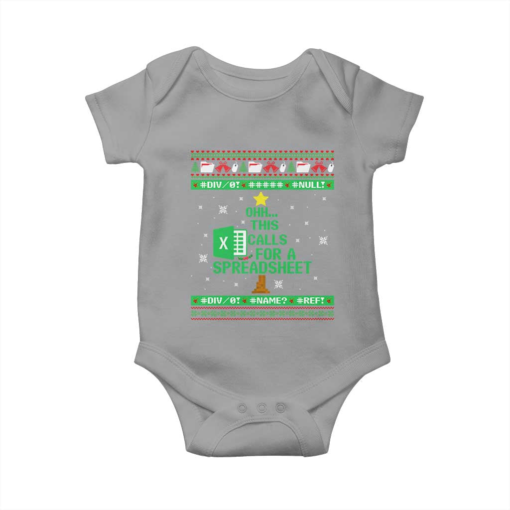 Funny Excel Christmas Tree Baby Onesie This Calls for a Spreadsheet Xmas DIV0 Errors - Wonder Print Shop