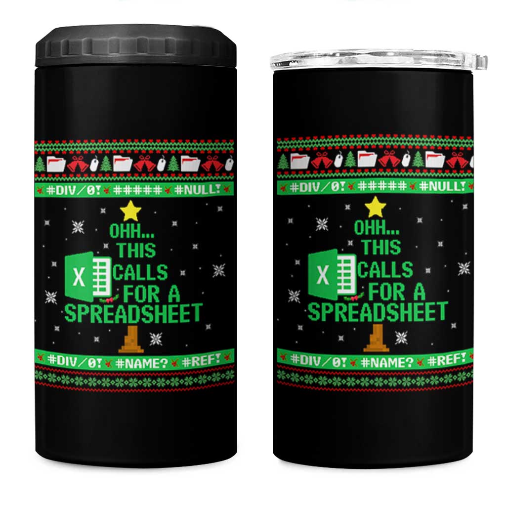 Funny Excel Christmas Tree 4 in 1 Can Cooler Tumbler This Calls for a Spreadsheet Xmas DIV0 Errors - Wonder Print Shop