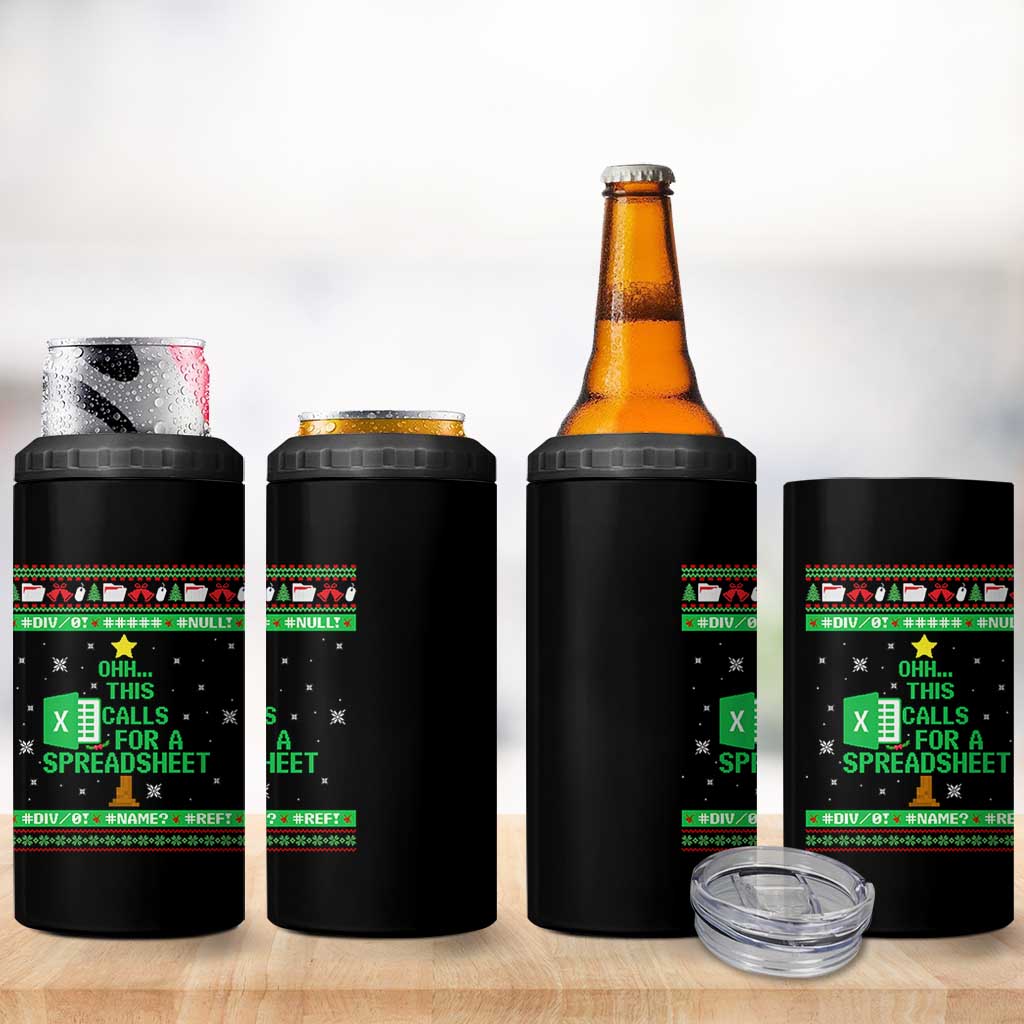 Funny Excel Christmas Tree 4 in 1 Can Cooler Tumbler This Calls for a Spreadsheet Xmas DIV0 Errors - Wonder Print Shop