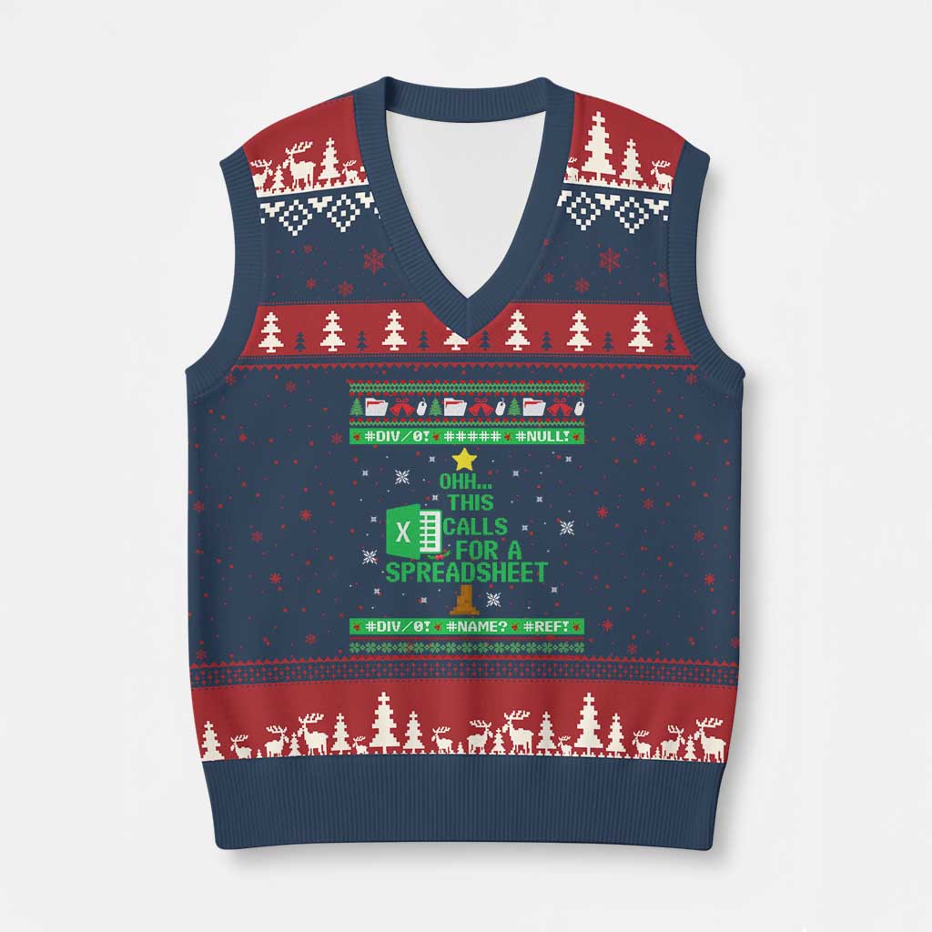 Funny Excel Xmas Tree V-Neck Knit Sweater Vest This Calls for a Spreadsheet Xmas DIV0 Errors - Wonder Print Shop