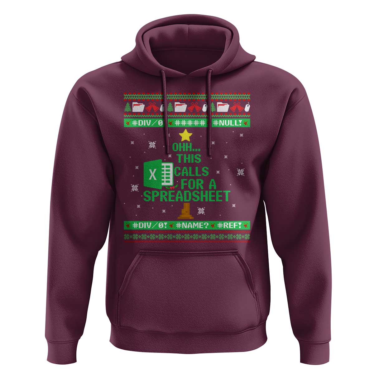Funny Excel Christmas Tree Hoodie This Calls for a Spreadsheet Xmas DIV0 Errors - Wonder Print Shop