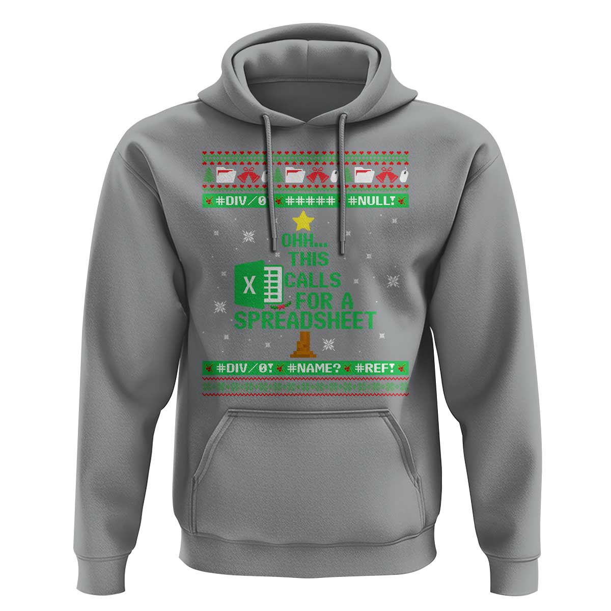 Funny Excel Christmas Tree Hoodie This Calls for a Spreadsheet Xmas DIV0 Errors - Wonder Print Shop