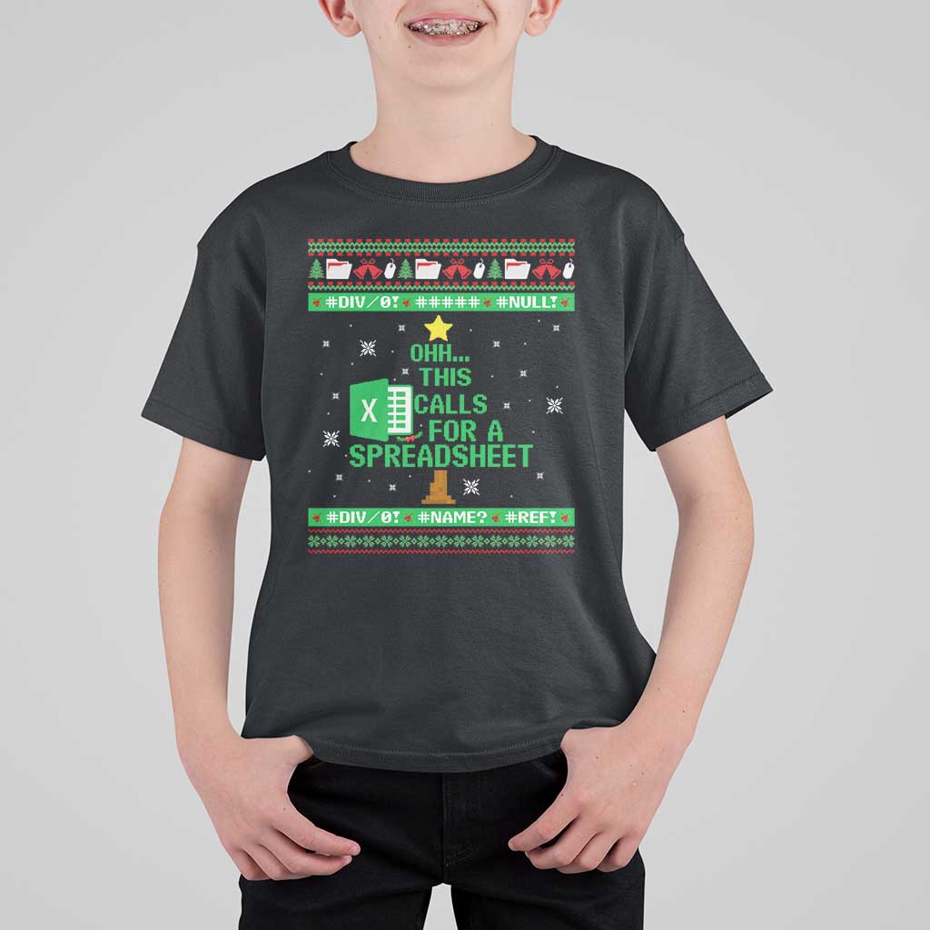 Funny Excel Christmas Tree T Shirt For Kid This Calls for a Spreadsheet Xmas DIV0 Errors - Wonder Print Shop