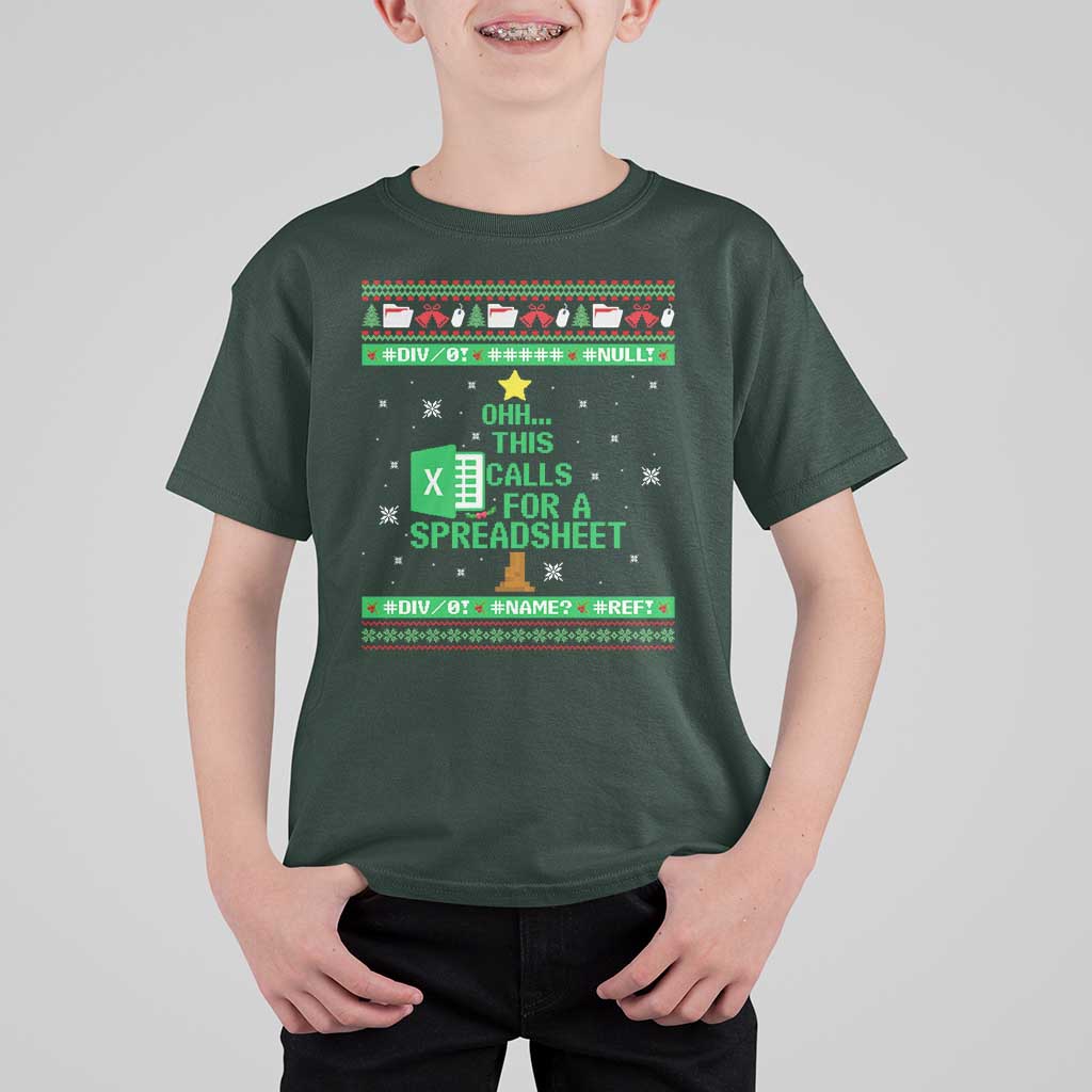 Funny Excel Christmas Tree T Shirt For Kid This Calls for a Spreadsheet Xmas DIV0 Errors - Wonder Print Shop