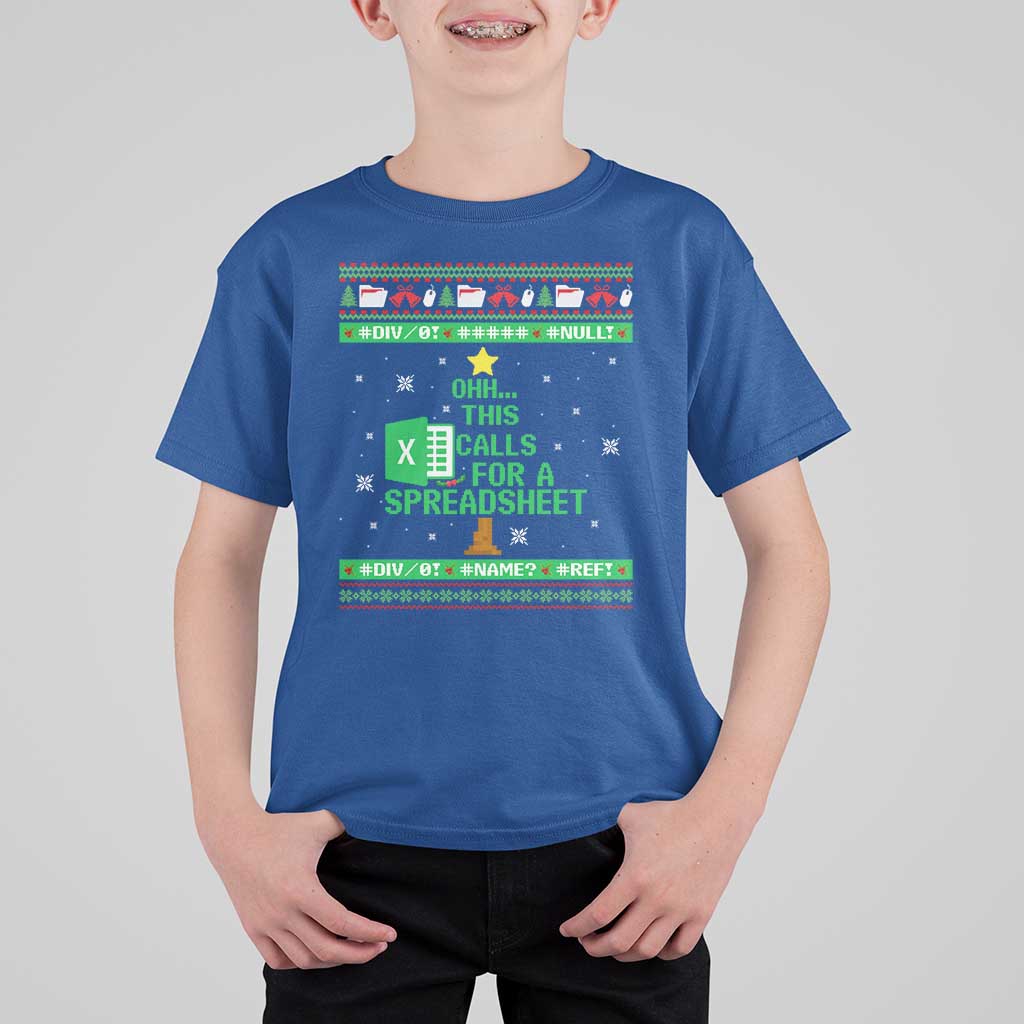 Funny Excel Christmas Tree T Shirt For Kid This Calls for a Spreadsheet Xmas DIV0 Errors - Wonder Print Shop