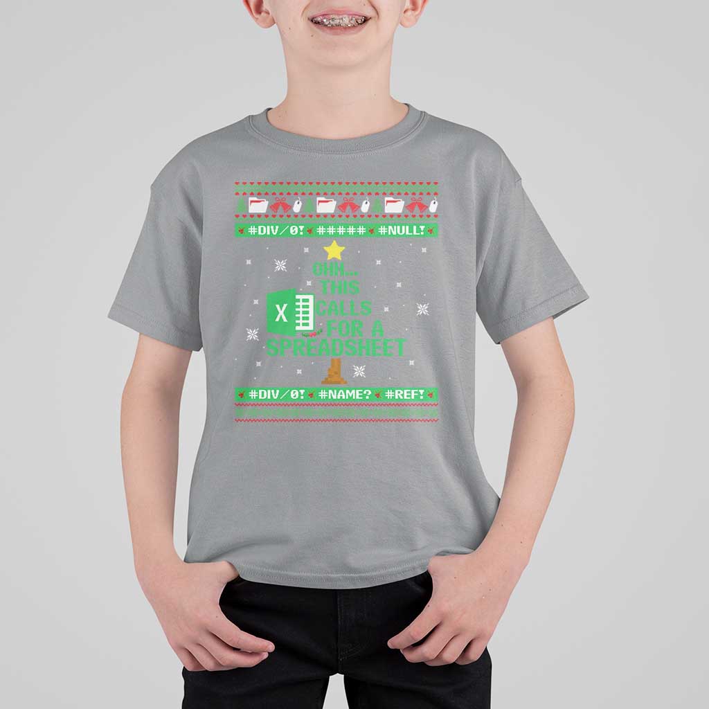 Funny Excel Christmas Tree T Shirt For Kid This Calls for a Spreadsheet Xmas DIV0 Errors - Wonder Print Shop