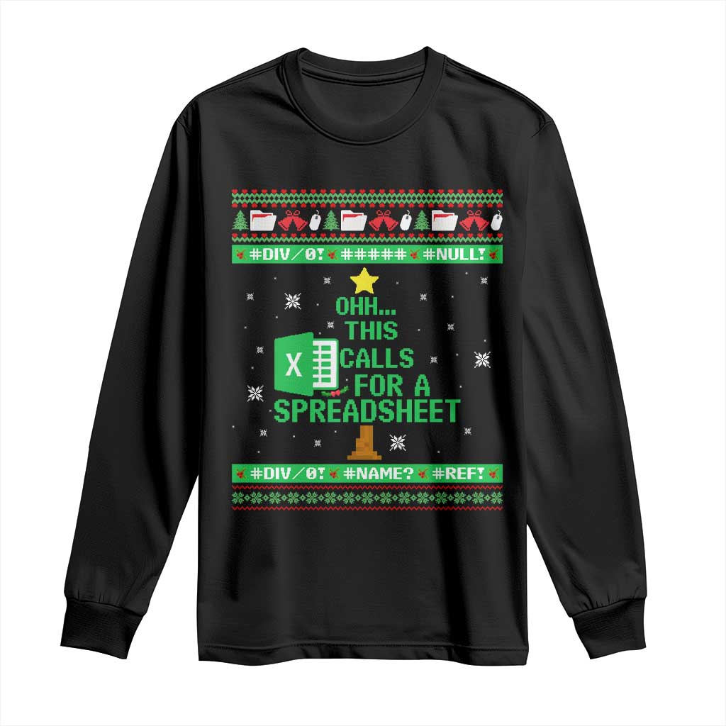 Funny Excel Christmas Tree Long Sleeve Shirt This Calls for a Spreadsheet Xmas DIV0 Errors - Wonder Print Shop