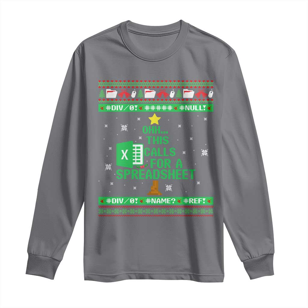 Funny Excel Christmas Tree Long Sleeve Shirt This Calls for a Spreadsheet Xmas DIV0 Errors - Wonder Print Shop