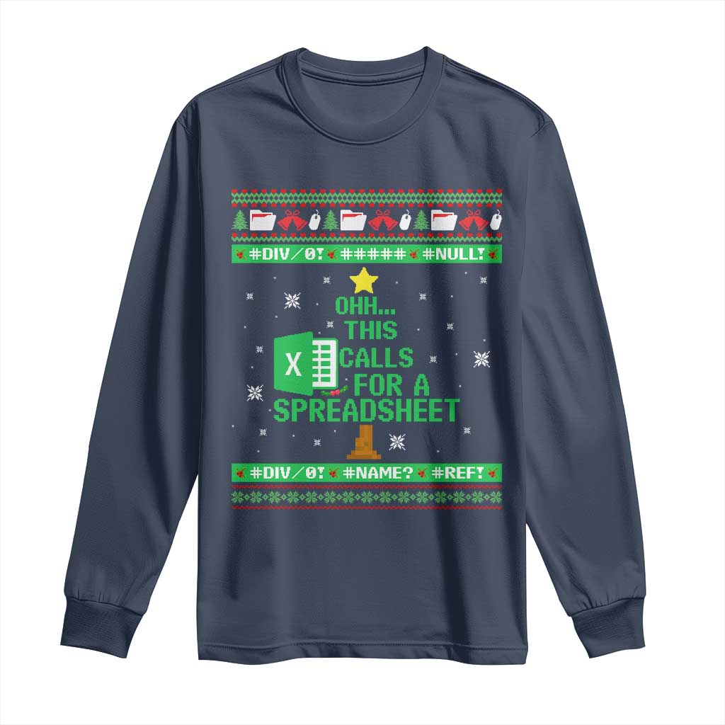 Funny Excel Christmas Tree Long Sleeve Shirt This Calls for a Spreadsheet Xmas DIV0 Errors - Wonder Print Shop